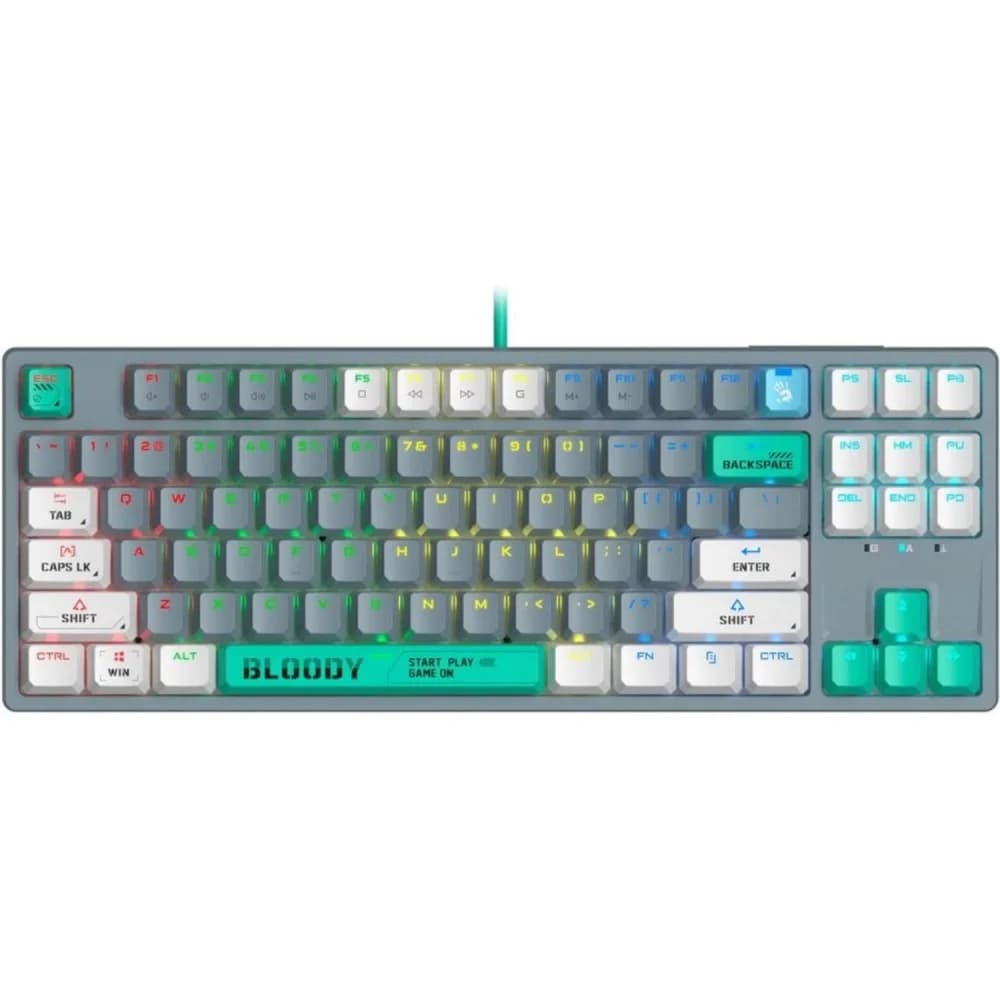 Клавиатура A4Tech Bloody S87 Energy механическая серый/зеленый USB for gamer LED (S87 USB ENERGY ASH)