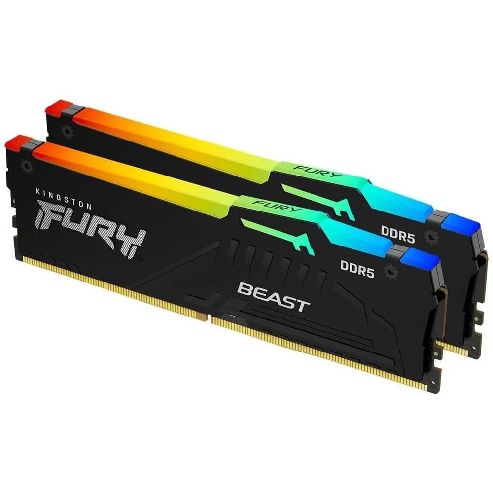 Комплект модулей памяти, Kingston, FURY Beast RGB KF556C40BBAK2-32 (Kit 2x16GB), DDR5, 32GB, DIMM , Чёрный