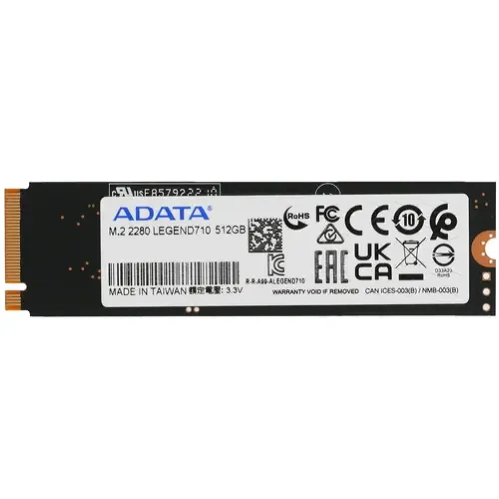 ADATA SSD LEGEND 710, 256GB, M.2(22x80mm), NVMe 1.4, PCIe 3.0 x4, 3D NAND, R/W 2100/1000MB/s, IOPs 90 000/130 000, TBW 65, DWPD 0.23, with t Heat Sink (3 года)