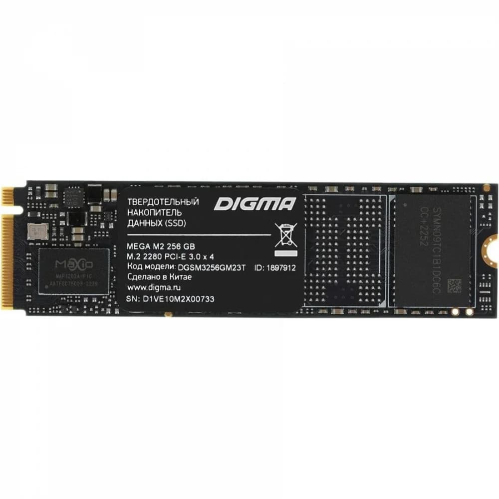 Накопитель SSD Digma PCI-E 3.0 x4 256Gb DGSM3256GM23T MEGA M2 M.2 2280