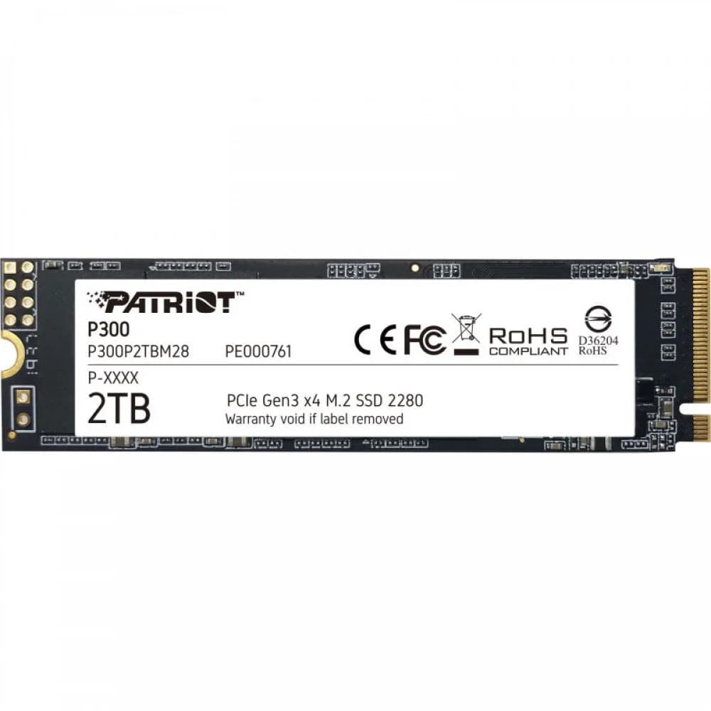 SSD M.2 Patriot 2.0Tb P300 (PCI-E 3.0 x4, up to 2100/1600MBs, 290000 IOPs, 3D TLC, SMI2263XT, TBW 320Tb, 22х80mm)