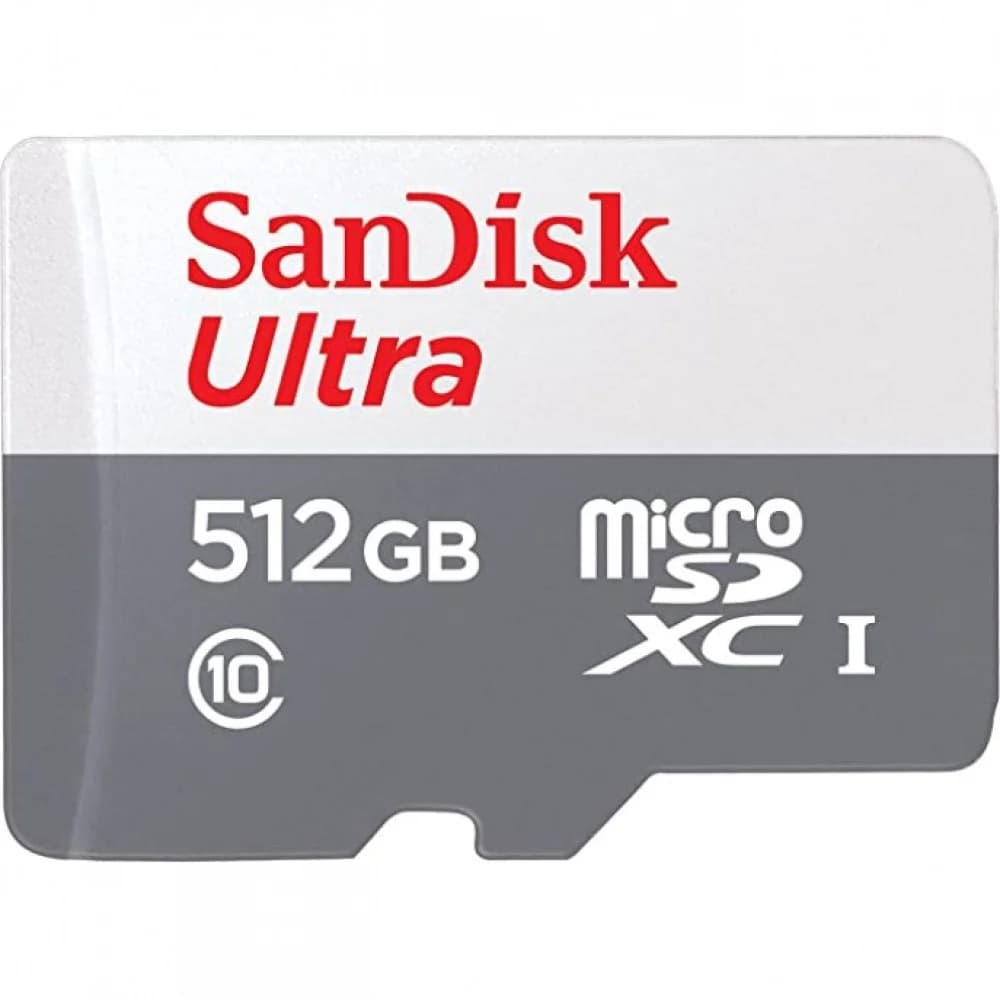 Флеш карта microSDXC 512GB SanDisk Ultra Class 10, UHS-I, R 150 МБ/с, <SDSQUAC-512G-GN6MN> адаптер на SD