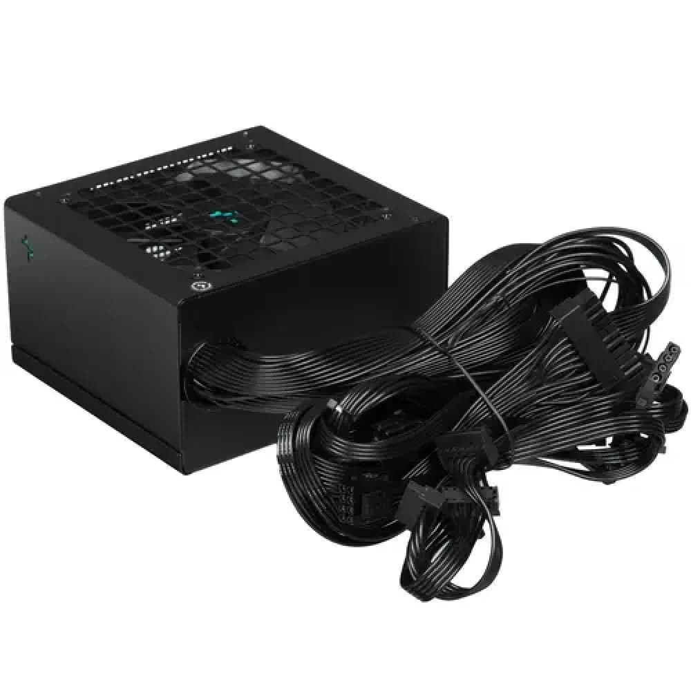 Блок питания, Deepcool, PN750D R-PN750D-FC0B-EU, 750W, ATX 3.0, Gold, APFC, 20+4 pin, 2*4+4pin, 8*Sata, 2*Molex, 3*PCI-E 6+2 pin, 1*(16Pin)12VHPWR, Вентилятор 12см, Кабель питания, Чёрный