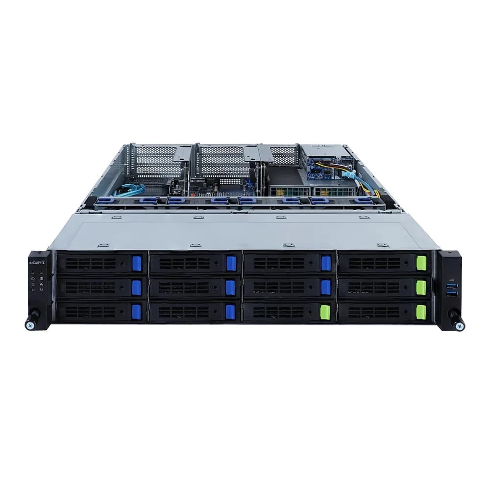 R282-3CA 2U, 2x LGA4189, 32x DIMM DDR4, 12x 3.5" SAS/SATA (8x NVME Gen 4), 2x 2.5" SATA/SAS in rear side, 6x PCIE Gen 4 x16, 1x OCP 3.0 x16, 1x OCP 2.0 x8, AST2600, 2x 1300W