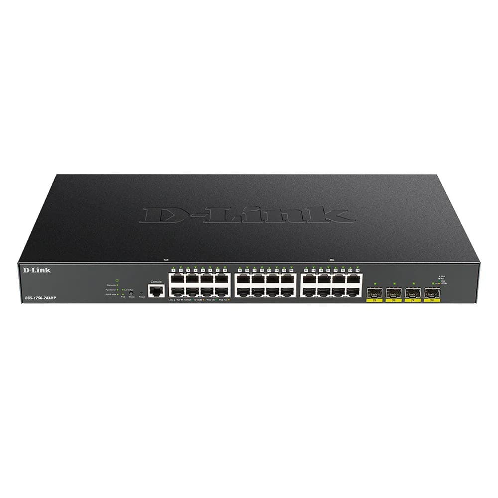 Коммутатор D-Link DGS-1250-28XMP/RU/A1A 24x1Гбит/с 4SFP+ 24PoE 370W управляемый