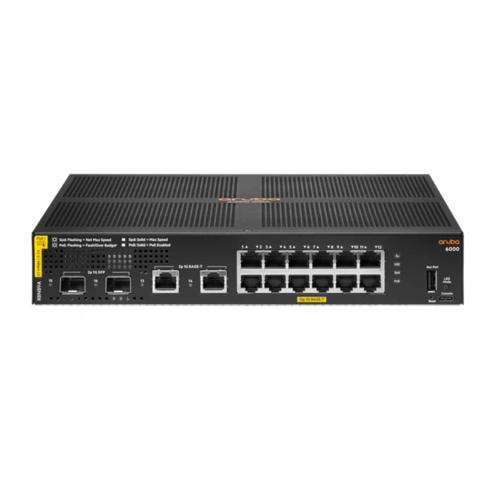 R8N89A HPE Коммутатор Aruba 6000 Managed L2 12G Class4 PoE 139W 2SFP Switch