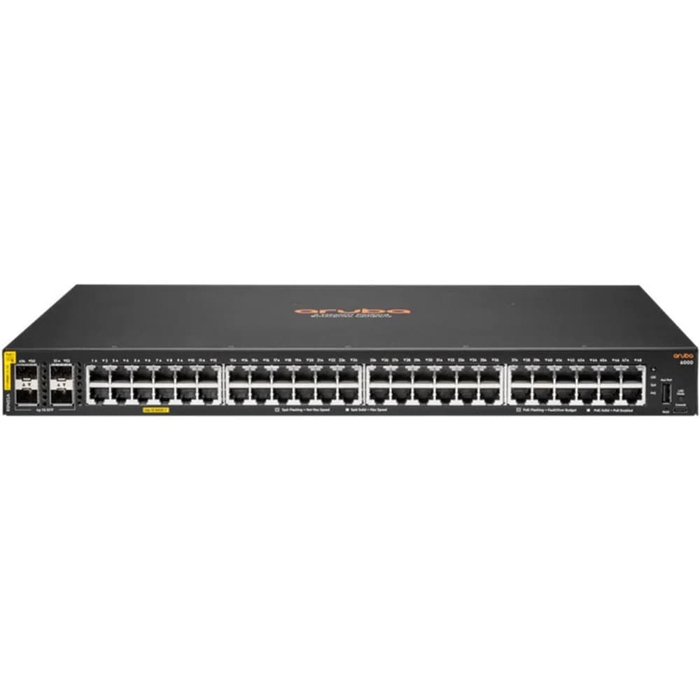 Коммутатор HPE Aruba Networking CX 6000 48G Class4 PoE 4SFP 370W Switch 48x ports 10/100/1000BASE-T Ports 4x 1G/1G SFP ports Supports PoE Standards IEEE 802.3af, 802.3at 1x USB-C Console Port 1x USB