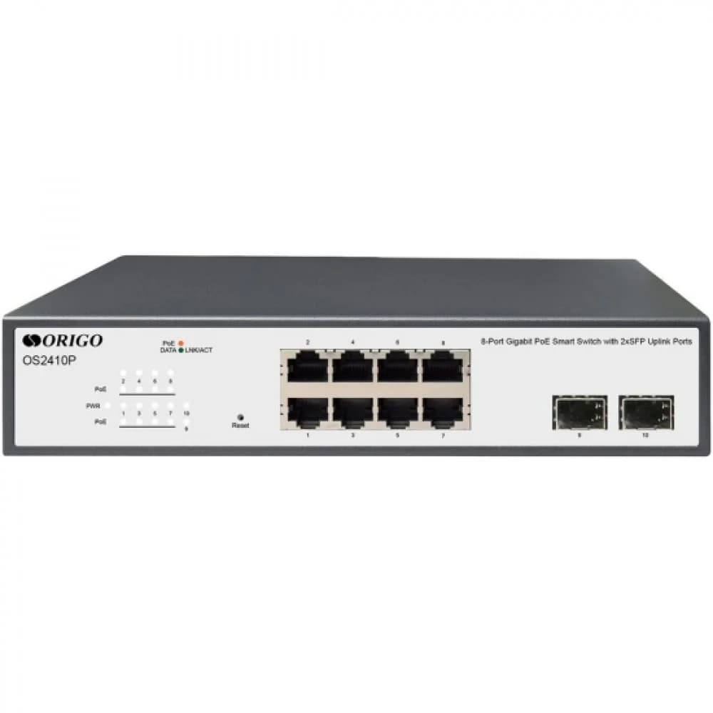 Коммутатор/ Smart Managed L2 PoE Switch 8x1000Base-T PoE, 2x1000Base-X SFP, PoE-120W budget