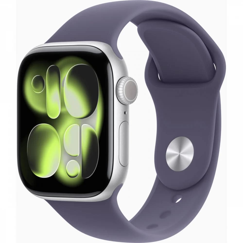 Смарт-часы Apple Watch Series 11 A3331 42мм OLED корп.серебристый Sport Band рем.фиолетовый разм.брасл.:S/M (MEU64LW/A)