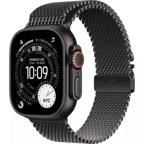 Apple Watch Ultra 3 GPS + Cellular 49mm Black Titanium Case with Black Titanium Milanese Loop - Small,Model A3281