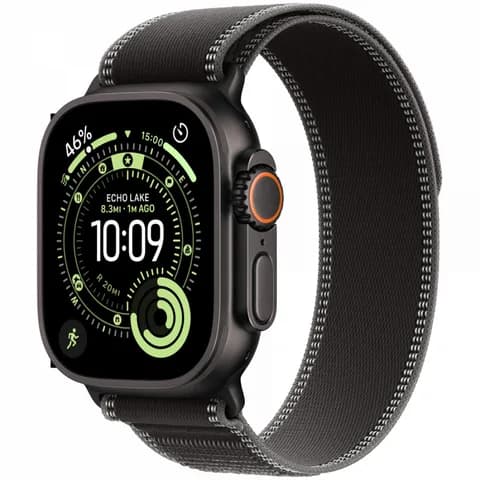 Apple Watch Ultra 3 GPS + Cellular 49mm Black Titanium Case with Black/Charcoal Trail Loop - S/M,Model A3281