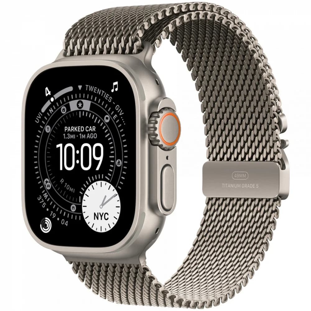 Apple Watch Ultra 3 GPS + Cellular 49mm Natural Titanium Case with Natural Titanium Milanese Loop - Medium,Model A3281
