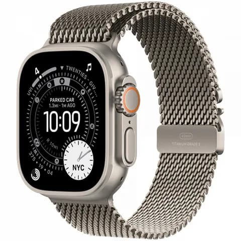 Apple Watch Ultra 3 GPS + Cellular 49mm Natural Titanium Case with Natural Titanium Milanese Loop - Medium,Model A3281