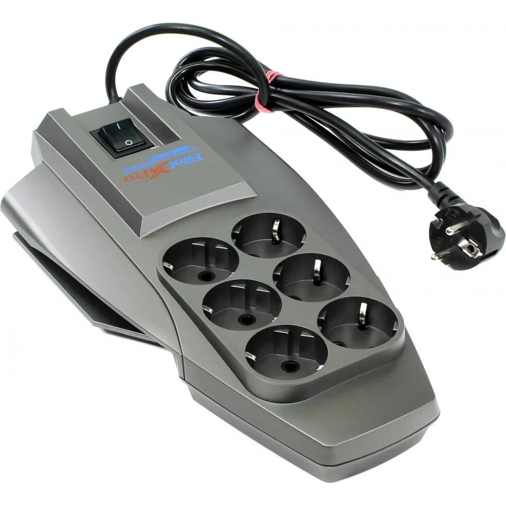 Surge protector Pilot X-PRO 6 outlets 10A / 2.2kVt, 85m, Zero Start, bimetal fuse, microprocessor