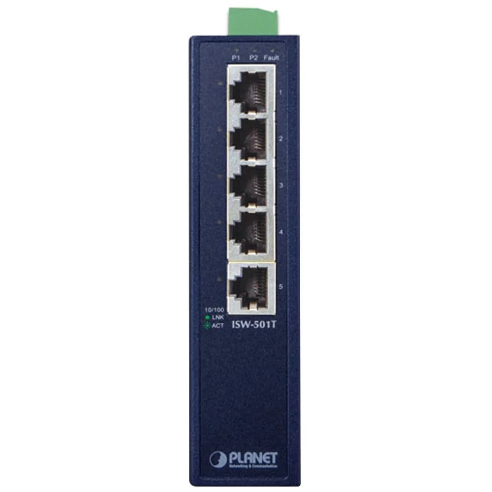 IP30 Slim Type 5-Port Industrial Fast Ethernet Switch (-40 to 75 degree C)