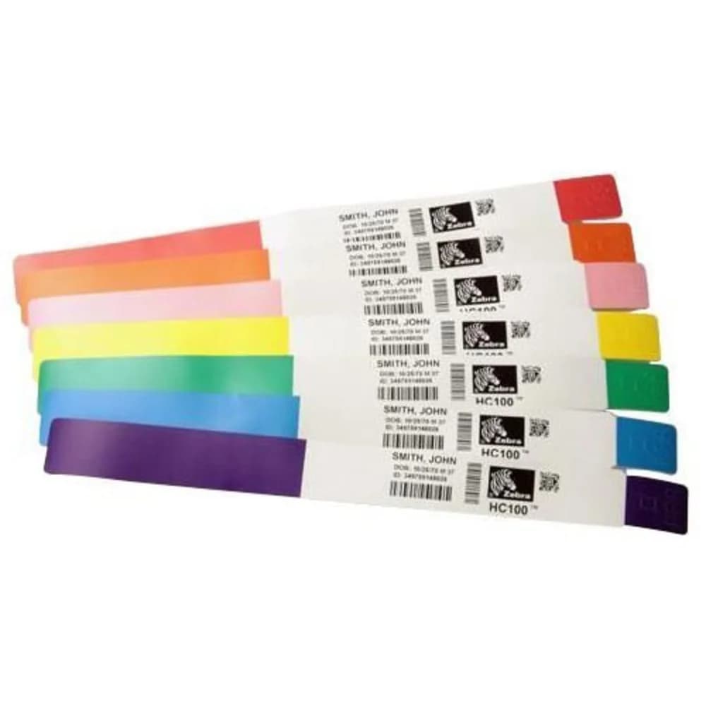 Wristband, Polypropylene, 1x11in (25.4x279.4mm) Direct thermal, Z-Band Direct, Adhesive closure, HC100 cartridge, 200/roll, 6/box, Red