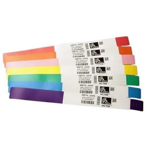 Opaska identyfikacyjna dla dorosłych 25x279/200, 10006995-2K termiczna polipropylen klej akrylowy na końcówkach 1 rząd nawój zewnętrzny kasetki kolor niebieski kształt nieregularny na klej (1 op x 6
