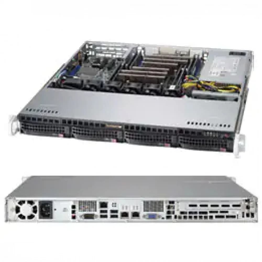 Сервер 1U Rack Supermicro CSE-813MFTQC-505CB/X11SCL-F/Intel Xeon E2236 6 core 3.4Ghz/16GB EUDIMM/2x 1GBE LAN Rj45/2x 480GB SATA SSD/500W