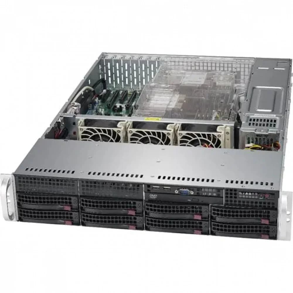 Сервер 2U Rack Supermicro CSE-825TQC-R1K03B/H13SSL-N/1x AMD EPYC SP5 9135 16 core 3.65Ghz/64GB DDR5 4800Mhz/LSI-9361-8i RAID 0 1 5 6 10 50 60/2x 960GB SSD SATA 2.5"/2x 1Gbe LAN RJ45/1x IPMI/2x1000W