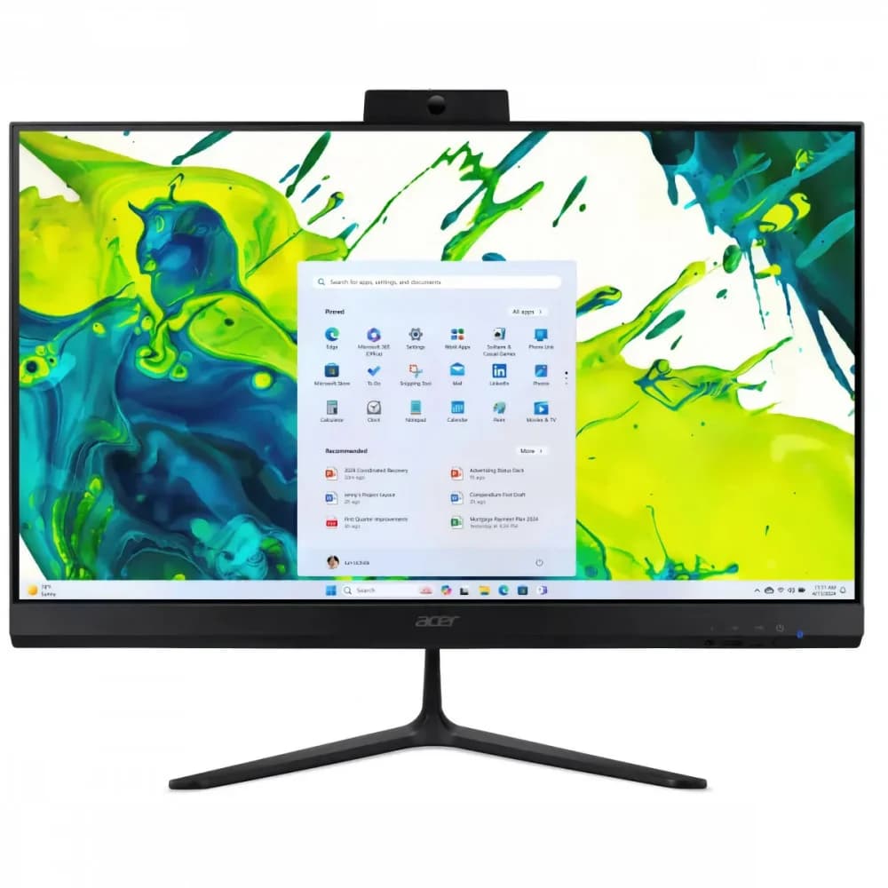 Моноблок Acer Aspire C27B-GARL 27" Full HD Core Ultra 7 255U (1.7) 16Gb SSD1Tb HDG Eshell GbitEth WiFi BT клавиатура мышь Cam черный 1920x1080