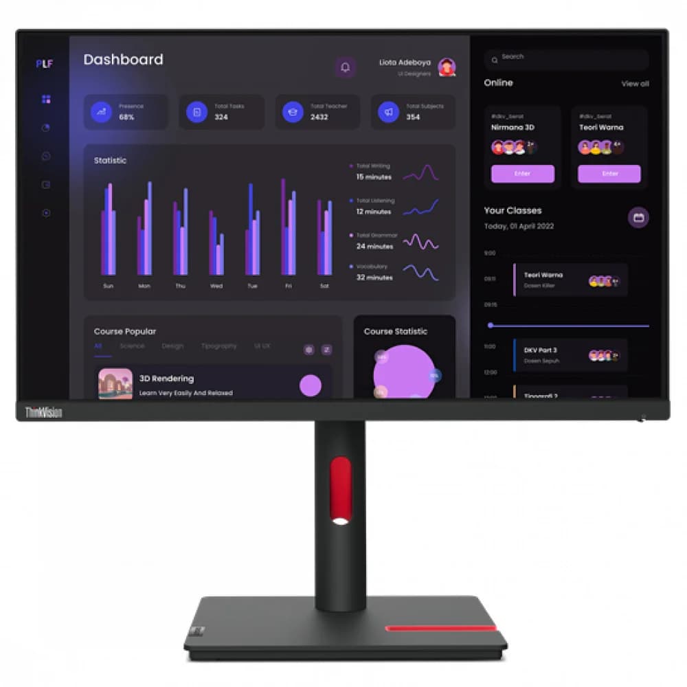 23.8" IPS WLED 16:9 1920x1080 178°/178° 4ms 250 cd/m² 1000:1 Tilt, Swivel, Pivot, Height Adjust Stand