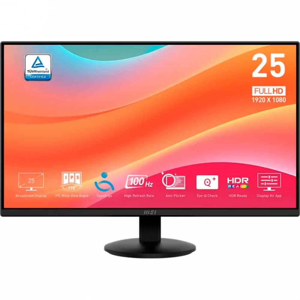 Монитор MSI 24.5" Pro MP252L черный IPS LED 1ms 16:9 HDMI M/M 1300:1 250cd 178гр/178гр 1920x1080 100Hz DP FHD 3.3кг