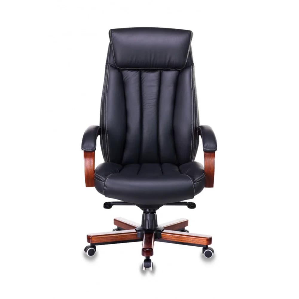 Кресло руководителя Бюрократ T-9922WALNUT/BLACK черный кожа крестовина дерево
