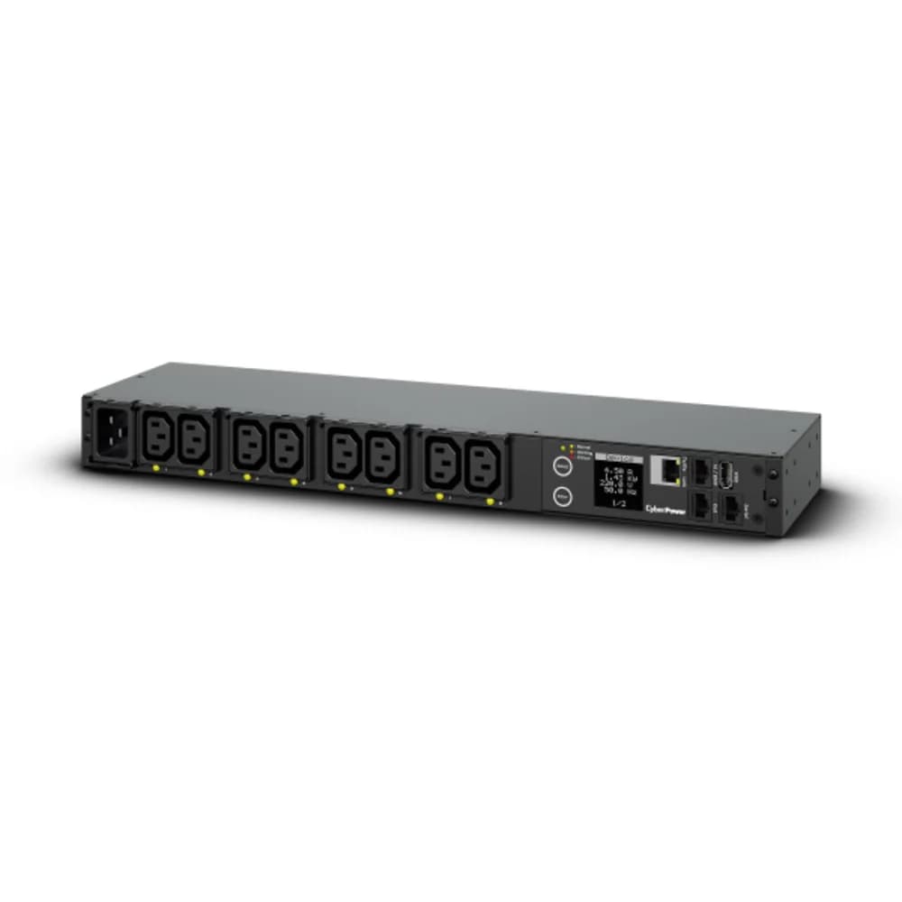 Блок распределения питания CyberPower PDU41005 (1U), вход IEC C20, 20A, выход 8 IEC-320 C19, RJ45, USB, LED, LCD.