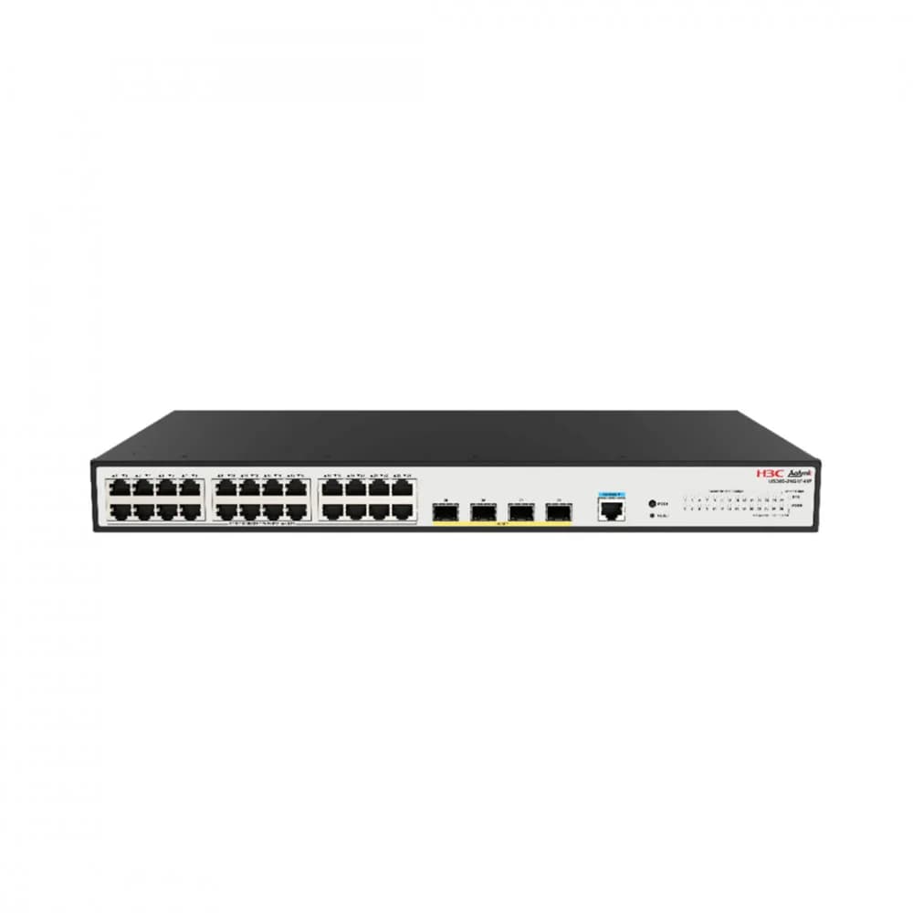 Коммутатор, H3C, Aolynk US300-24G4F-HP, Управляемый L2, 24 порта 10/100/1000Base-T PoE+, 4 порта SFP 1000Base-X, Стоечный, 802.3af/at, бюджет 370W
