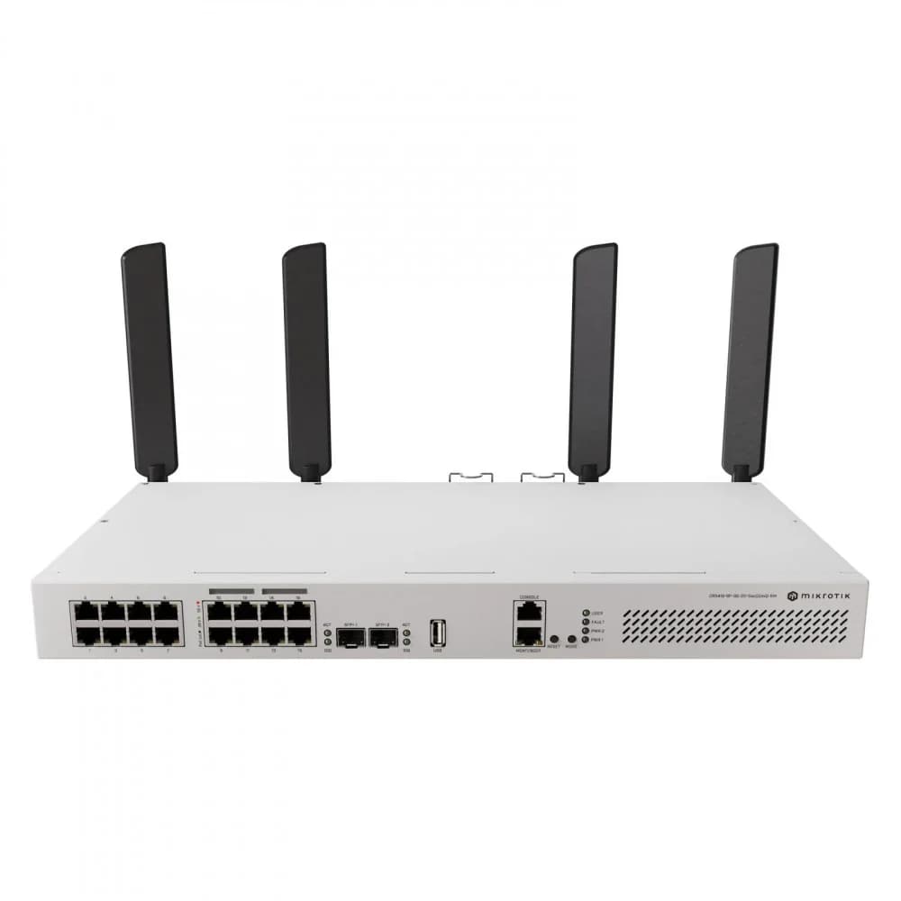 Коммутатор, MikroTik, CRS418-8P-8G-2S+5axQ2axQ-RM, Cloud Router Switch, 2 x 10G SFP+ ports, 17 x 10/100/1000 Ethernet portss, Wi-Fi 6 AX3600 PoE-out ports Ether9 - Ether16 (802.3af/at), RouterOS, -2
