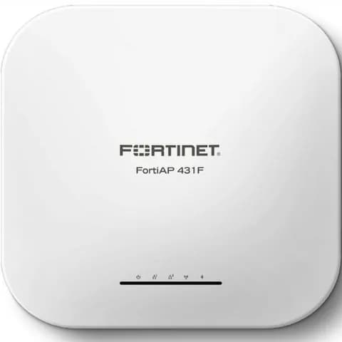 FortiAP-431F Indoor Wireless FortiAP - Tri radio (2x 802.11 a/b/g/n/ac/ax, 4x4 MIMO and 1x 802.11 a/b/g/n/ac Wave 2, 2x2 MU-MIMO), internal antennas, 1x 100/1000/2500 Base-T RJ45, 1x 10/100/1000 Bas