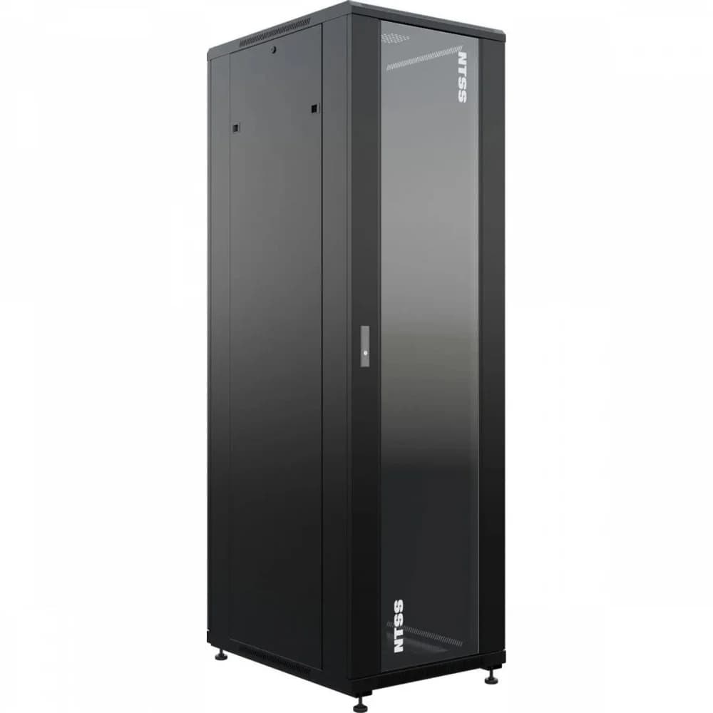 Шкаф серверный NTSS Премиум (NTSS-R42U6080GS-BL) напольный 42U 600x800мм пер.дв.стекл металл 900кг черный 710мм 99кг 1987мм IP20 сталь