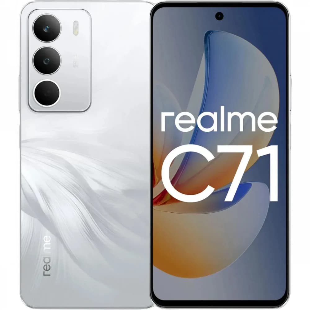 Смартфон Realme RMX5303 C71 256Gb 8Gb белый моноблок 3G 4G 2Sim 6.67" 720x1604 Android 15 50Mpix 802.11 a/b/g/n/ac NFC GPS GSM900/1800 GSM1900 FM