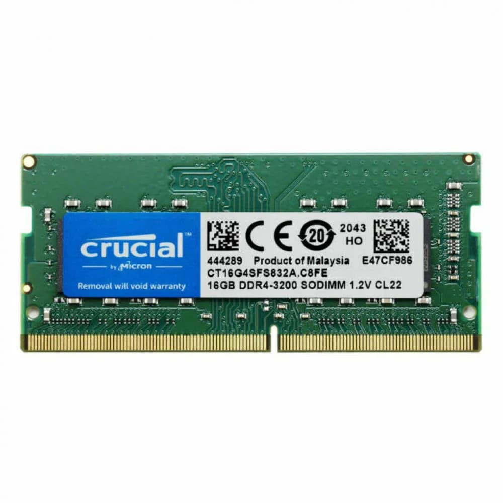Crucial by Micron DDR4 16GB 3200MHz SODIMM (PC4-25600) CL22 SRx8 1.2V (Retail), 1 year