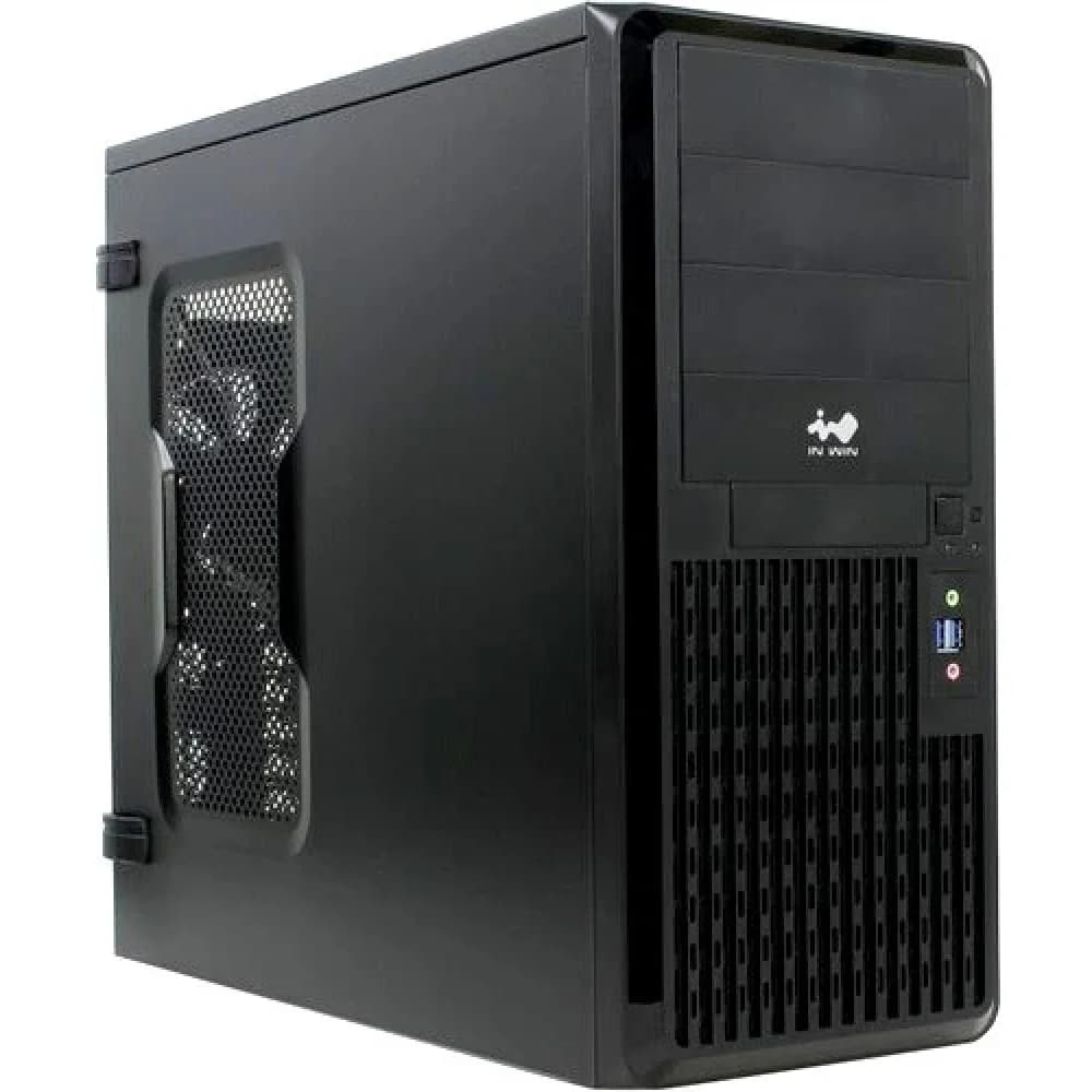 Midi Tower InWin PE689 Black USB3.0*2+A(HD)+fron fan 120mm*1+rear fan 120mm*1+ 2*2SATA+1*1SATA+Intrusion Switch/ holes for SL20” ATX RACKMOUNT*(без блока питания)