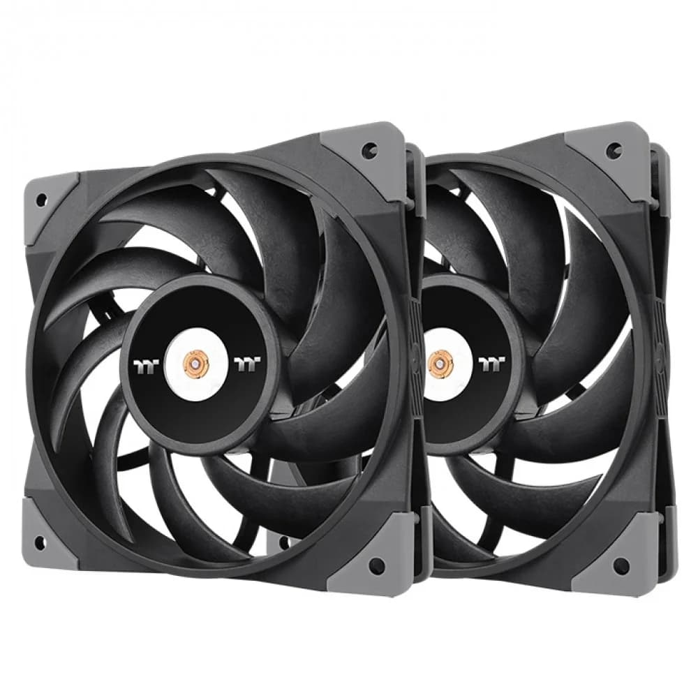 Кулер для компьютерного корпуса, Thermaltake, TOUGHFAN 12 2 pack, CL-F082-PL12BL-A, 12W, 120мм, 2000об.мин, 4pin, 58.35 CFM, 22.3 dBA, Габариты 120x120x25мм, Чёрный