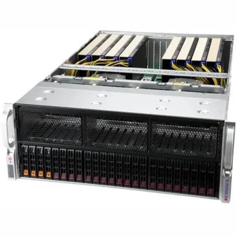 Платформа для сервера/ Supermicro SuperServer AS-4125GS-TNRT 4U (2x Socket SP5 up 400W, 24x DDR5 4800, 2x 2.5" SAS/SATA3 + 4x NVMe 2.5" Hot-Swap, 9x PCI-E x16, 8x GPU, 2x 10GbE, R2000W 2+2, IPMI)
