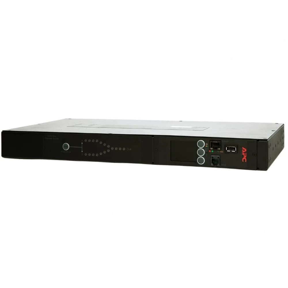Стоечный автоматический переключатель ввода резерва AP4423A/ APC NetShelter Rack Automatic Transfer Switch, 1U, 16A, 230V, 2 C20 IN, 8 C13, 1 C19 OUT, 50/60Hz