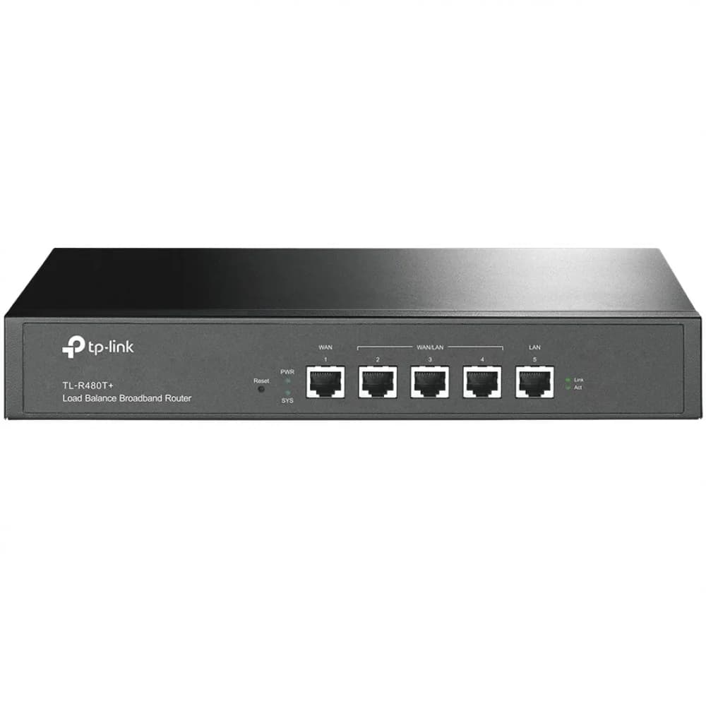 Маршрутизатор, TP-Link, TL-R480T+, Lan 4 порта + 1 WAN порт + RJ-45 на RS232 (Консольный) - До 4 портов WAN с "умной" балансировкой нагрузки - максимум пропускной способности и надёжная поддержка ак