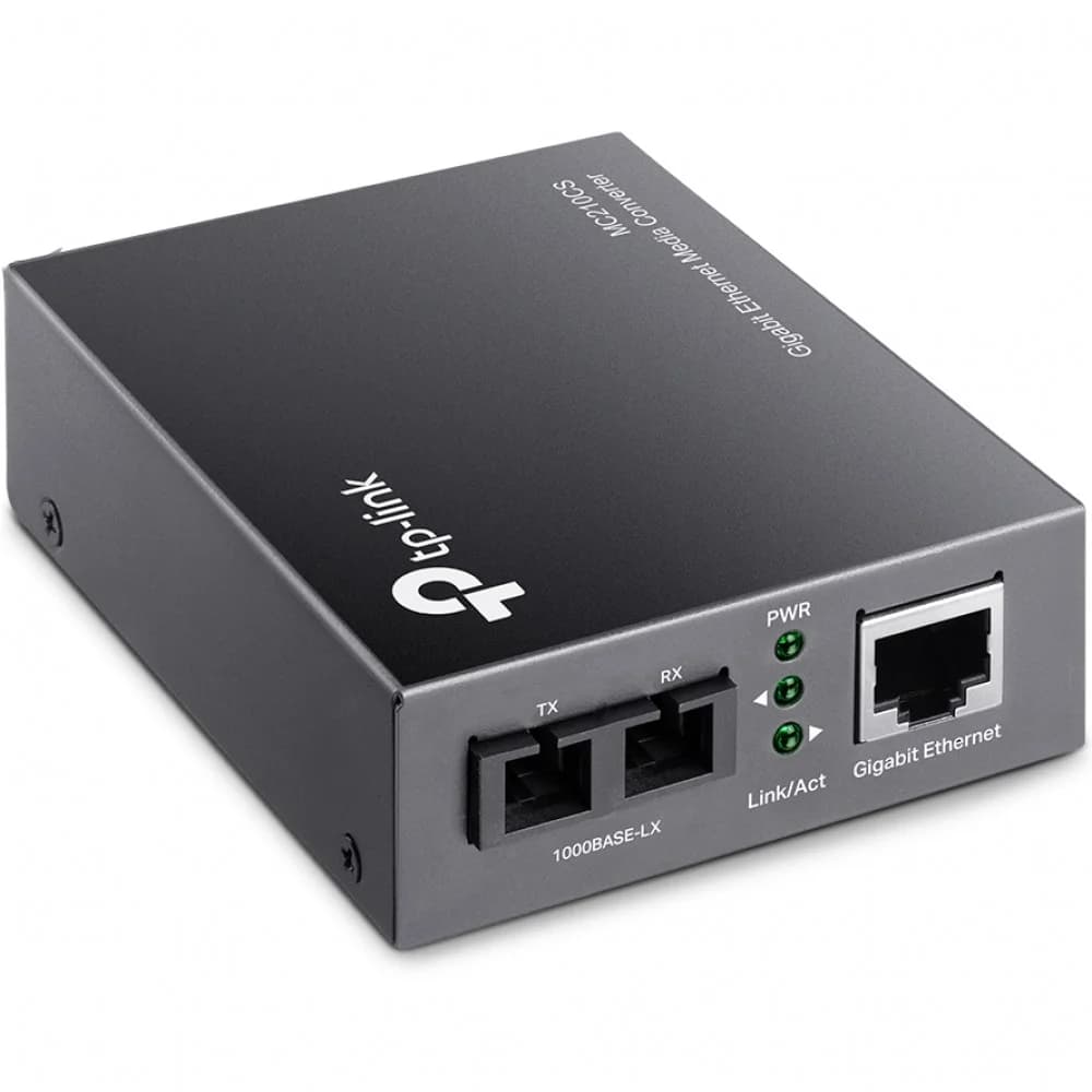 MC210CS Медиаконвертер 10/100/1000 Мбит/с RJ45 - 1000 Мбит/с разъём SC (одномодовый оптоволоконный кабель), полнодуплексный, до 15км, переключающийся адаптер питания, возможность установки в шасси T