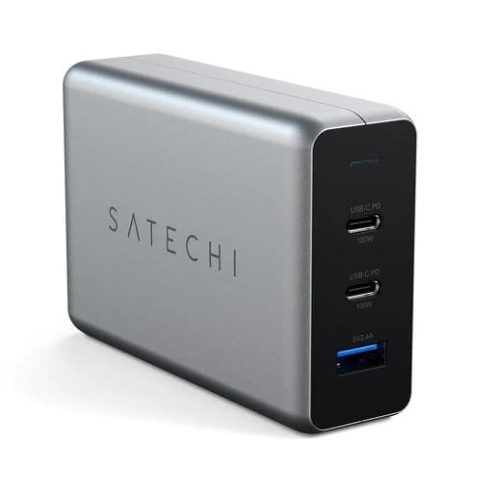 SATECHI 100W USB-C PD Compact Charger- EU ( x2 Type-C / x1 Type-A) (space gray)