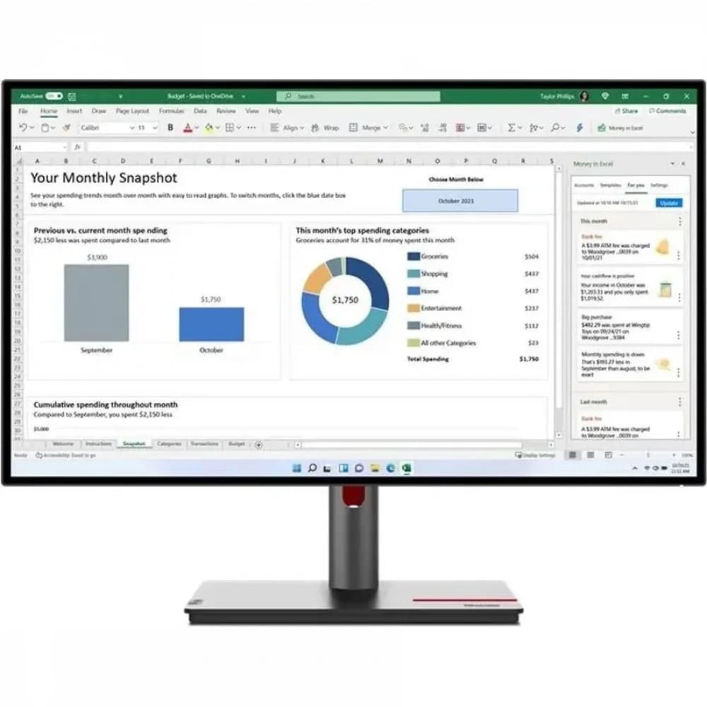 Lenovo ThinkVision P27h-30 27" 16:9 IPS 2560x1440 4ms 1000:1 350 178/178 //HDMI 2.0/DP 1.4 + DP 1.4 (Out)/USB-C Gen2/LTPS Stand, Daisy Chain, USB hub, 1.07B colors, Ethernet