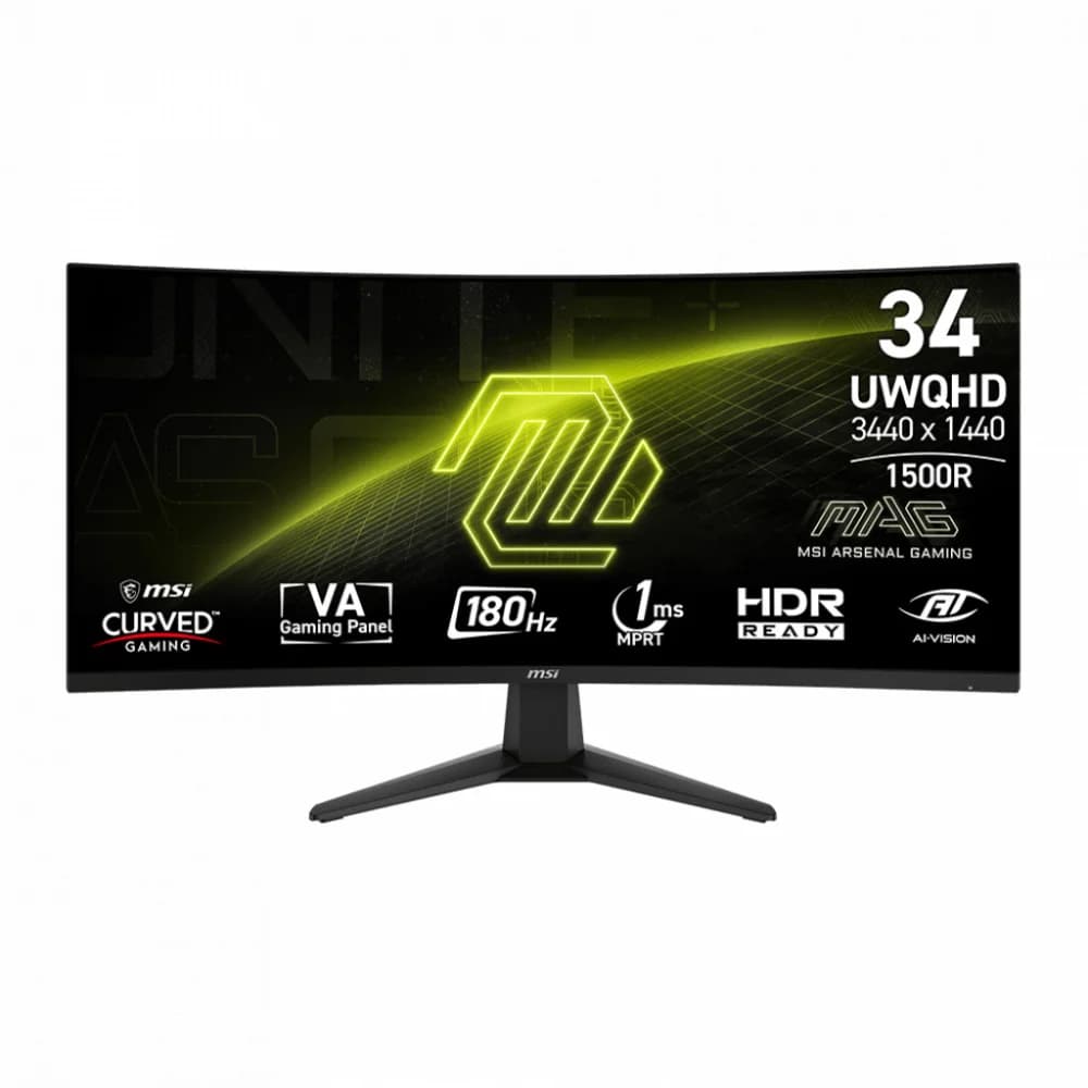 Монитор MSI 34" MAG 346CQ 1500R, Black, 21:9, VA, UWQHD, 1ms, 180Hz, 300cd, HDMI, DP