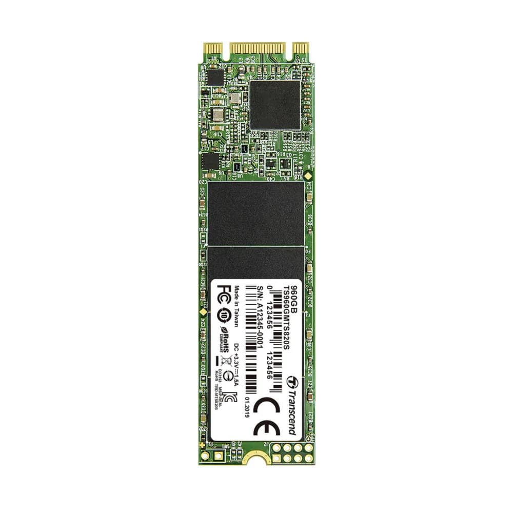 SSD M.2 Transcend 960Gb MTS820 <TS960GMTS820S> (SATA3, up to 560/520MBs, 75000 IOPs, 3D TLC, 22х80мм)