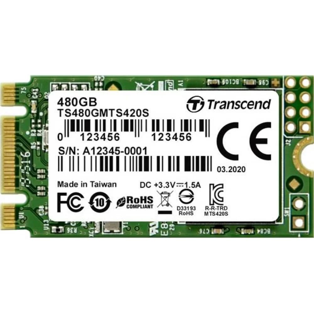 SSD M.2 Transcend 480Gb MTS420 (SATA3, up to 560/340MBs, 85000 IOPs, 3D TLC, 22х42мм)