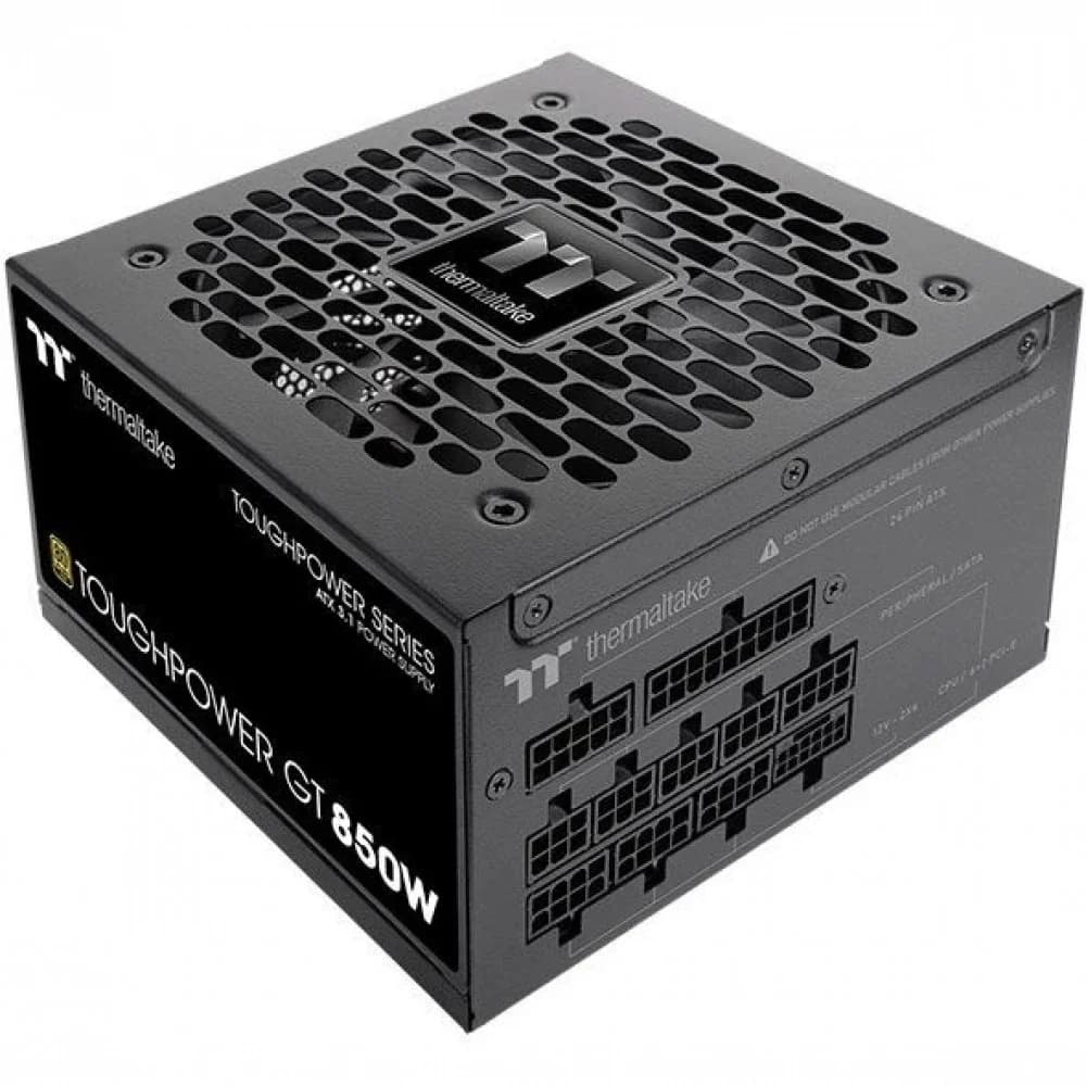 Блок питания, Thermaltake, Toughpower GT 850W Gold, PS-TPT-0850FNFAGE-3, 850W, ATX 3.1, Gold, APFC, 20+4pin, 2*4+4pin, 6*Sata, 4*Molex, 4*PCI-E 6+2pin, 1*12VHPWR, Modular, Вентилятор 12см, 150х86х14