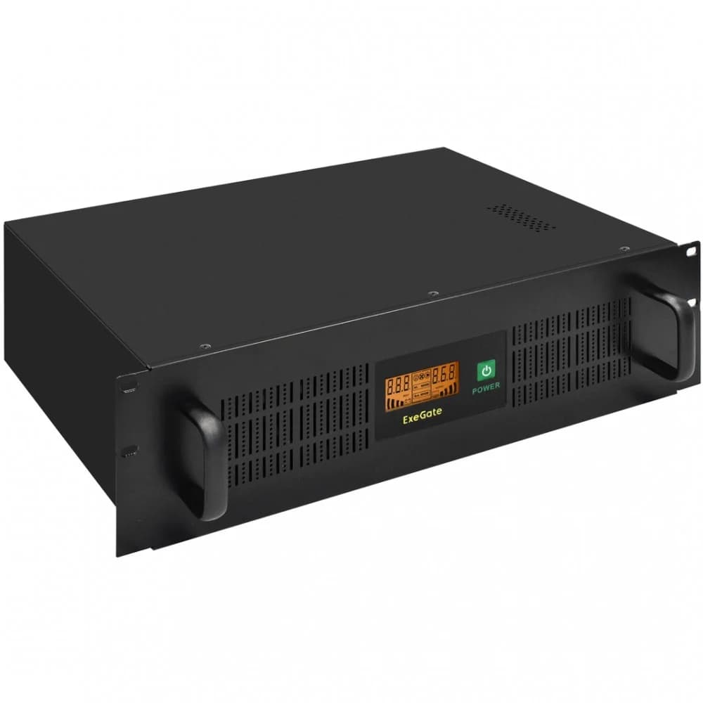 ИБП ExeGate ServerRM UNL-1500.LCD.AVR.2SH.4C13.RJ.USB.3U 1500VA/900W, LCD, AVR, 2*Schuko+4*C13, RJ45/11, USB, 3U, установка в стойку, Black