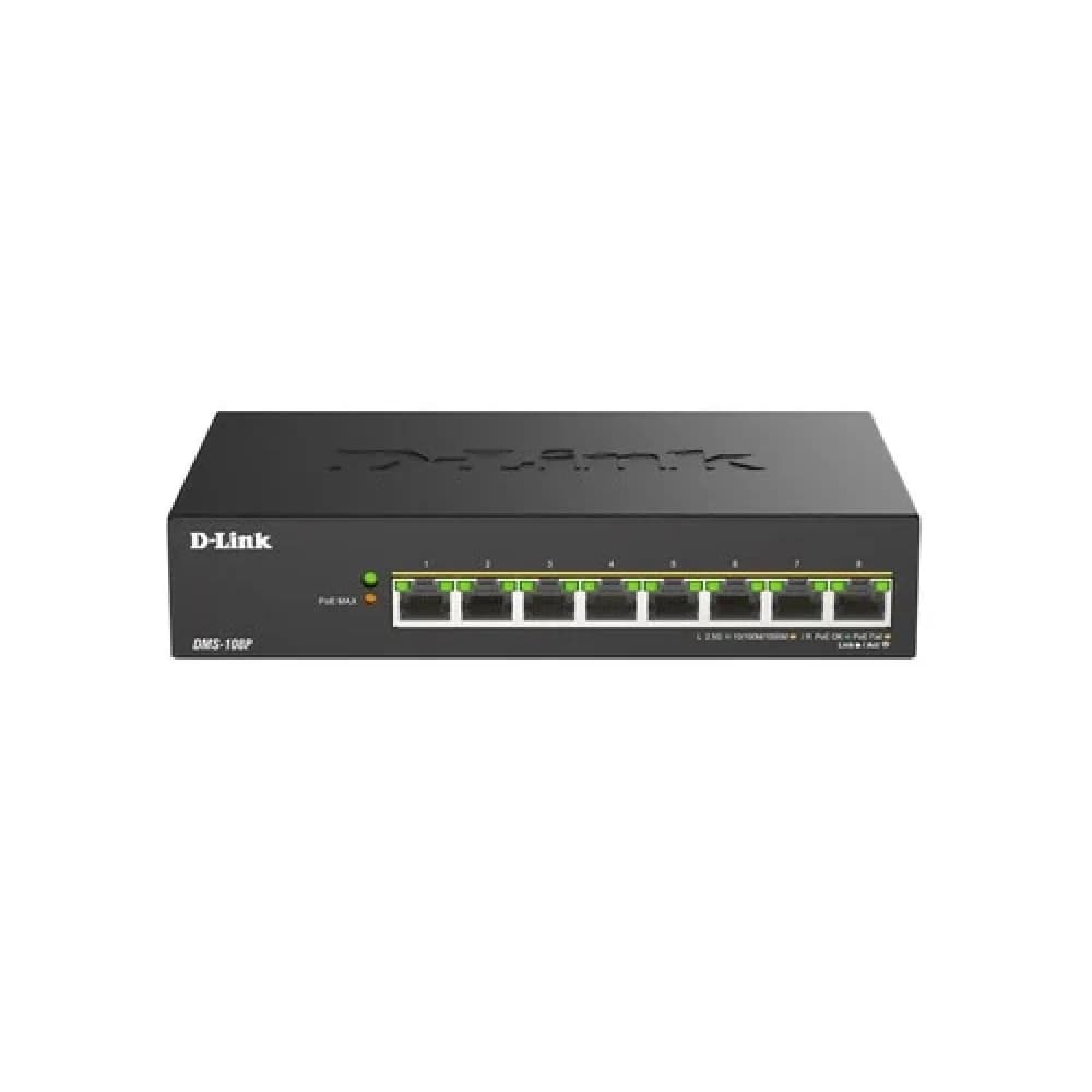 Коммутатор D-Link DMS-108P/A1A 8x2.5Гбит/с 8PoE 230W неуправляемый