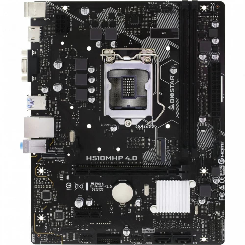 Материнская плата Biostar H510MHP 4.0 Soc-1200 Intel H470 2xDDR4 mATX AC`97 8ch(7.1) GbLAN+VGA+HDMI