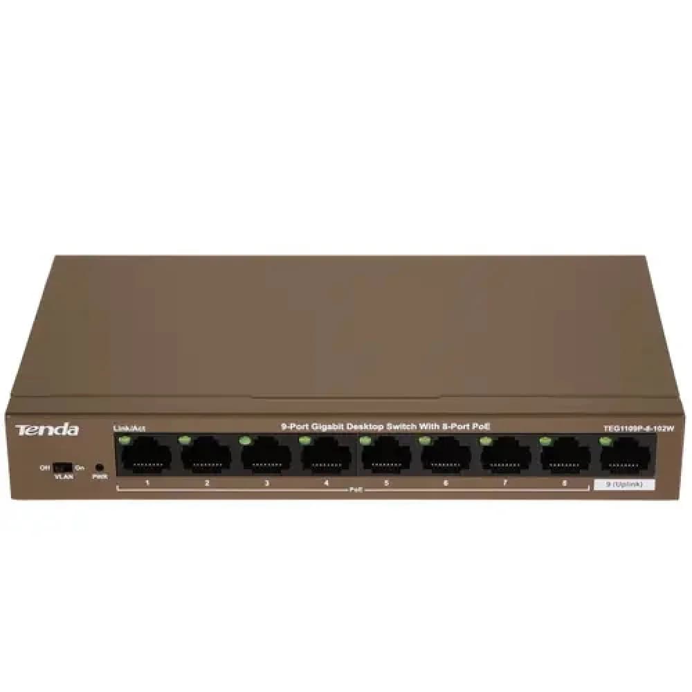 Коммутатор 9PORT 10/100/1000M POE TEG1109P-8-102W TENDA